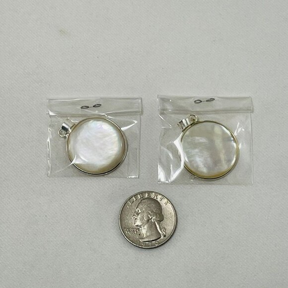 White Pearl Pendant 925 Silver Shell Solid Round Big Statement Nature Hippie Art - Picture 9 of 9